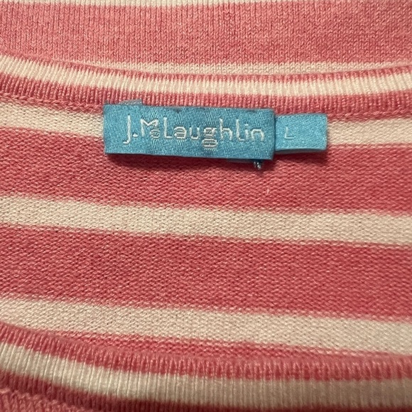 J. McLaughlin Piper stripe  3/4 sleeve sweater in pink and white - Picture 8 of 9
